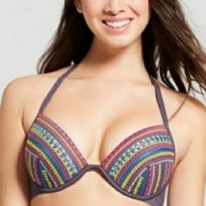 Shade & Shore Boho Embroidered Bikini Push…